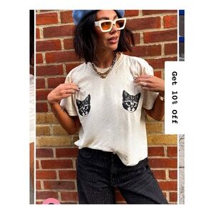 Dressed in Lala Show Me Your Kitties tee in neutral